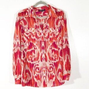 Jones of NY Orange/ Fuchsia Long Sleeve Blouse L